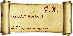 Fonyó Norbert névjegykártya